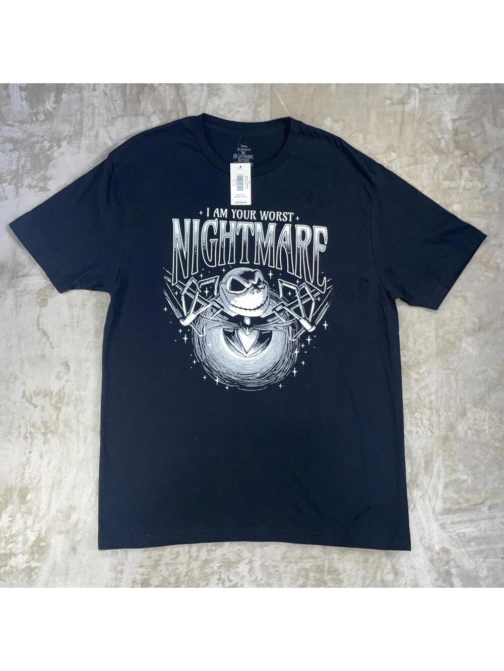 “I Am Your Worst Nightmare” Jack Skellington Disney Black Men’s T-Shirt Sz LARGE